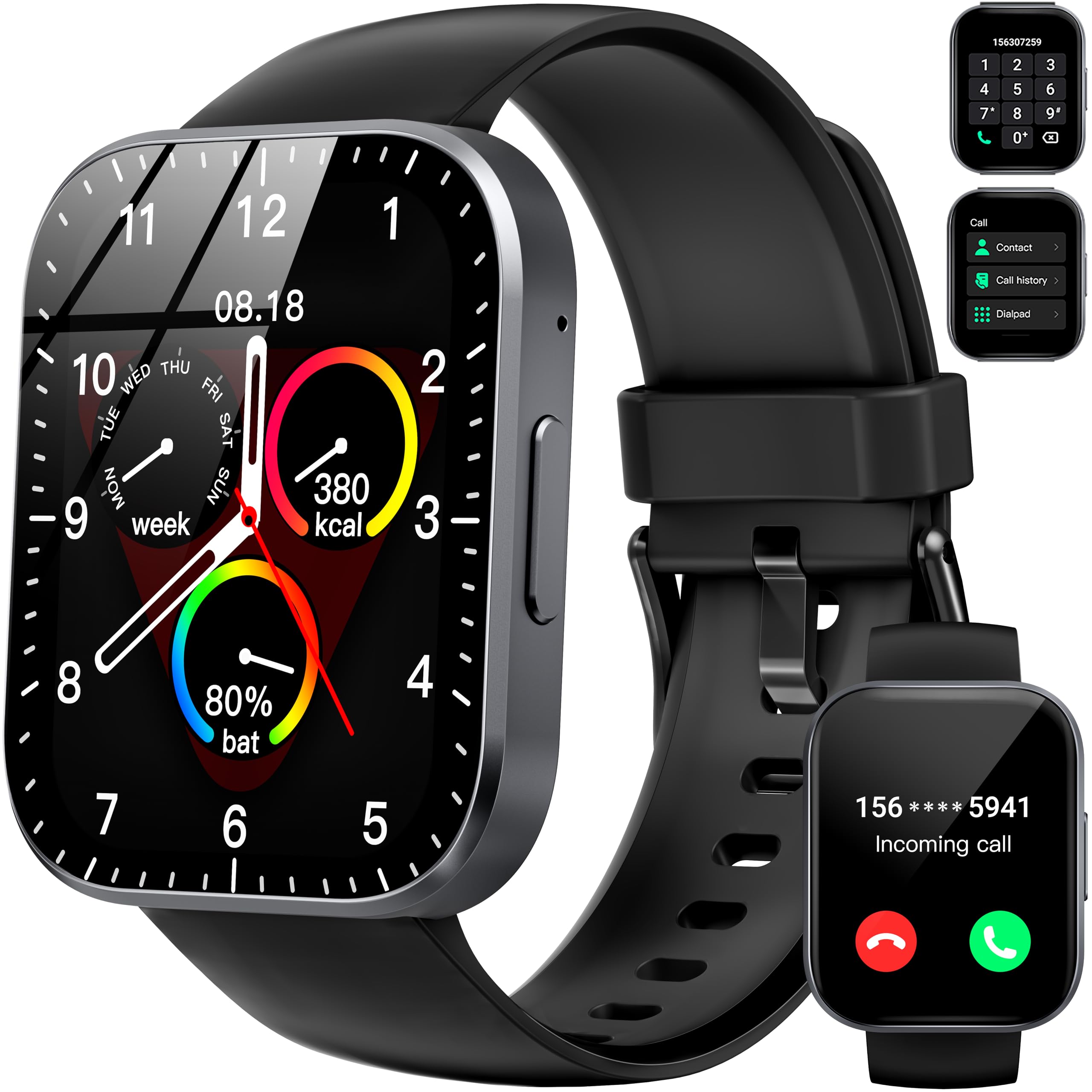 OUKITEL Smartwatch Uomo Donna, 1.91" Orologio Smartwatch con Effettua/Risposta Chiamate, 140+Modalità Sportive Impermeabile IP68, Smart Watch con Monitoraggio del SpO2/Sonno/Contapassi per IOS/Android