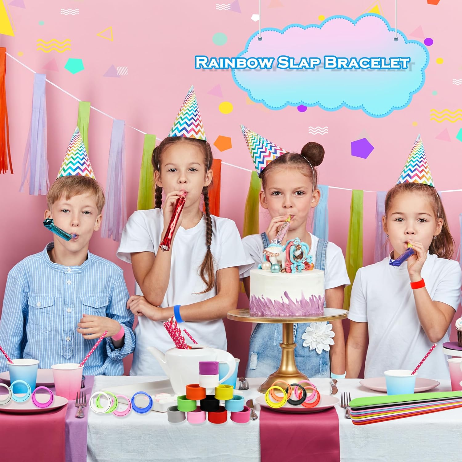 72 Pcs Silicone Slap Bracelets Bulk Rainbow Snap Bracelets Soft Slap Bands Wristband for Adults Kids Goodie Bag Fillers Craft Classroom Rewards, 12 Colors - Image 7