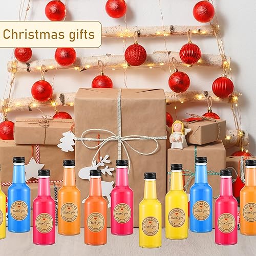 Miniatura 6 de Roshtia Mini botellas de licor 30 piezas con 2 hojas de calcomanías, botellas de plástico de 5 onzas de alcohol espiritual para bodas, suministros