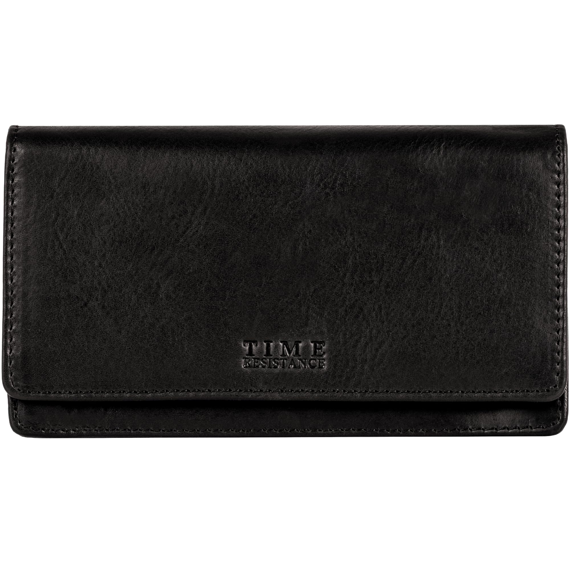 Time Resistance Cartera Larga de Cuero – Cartera Continental para Tarjetas de Crédito y Efectivo – Porta Dinero Minimalista Hecho a Mano en Italia (Negro)