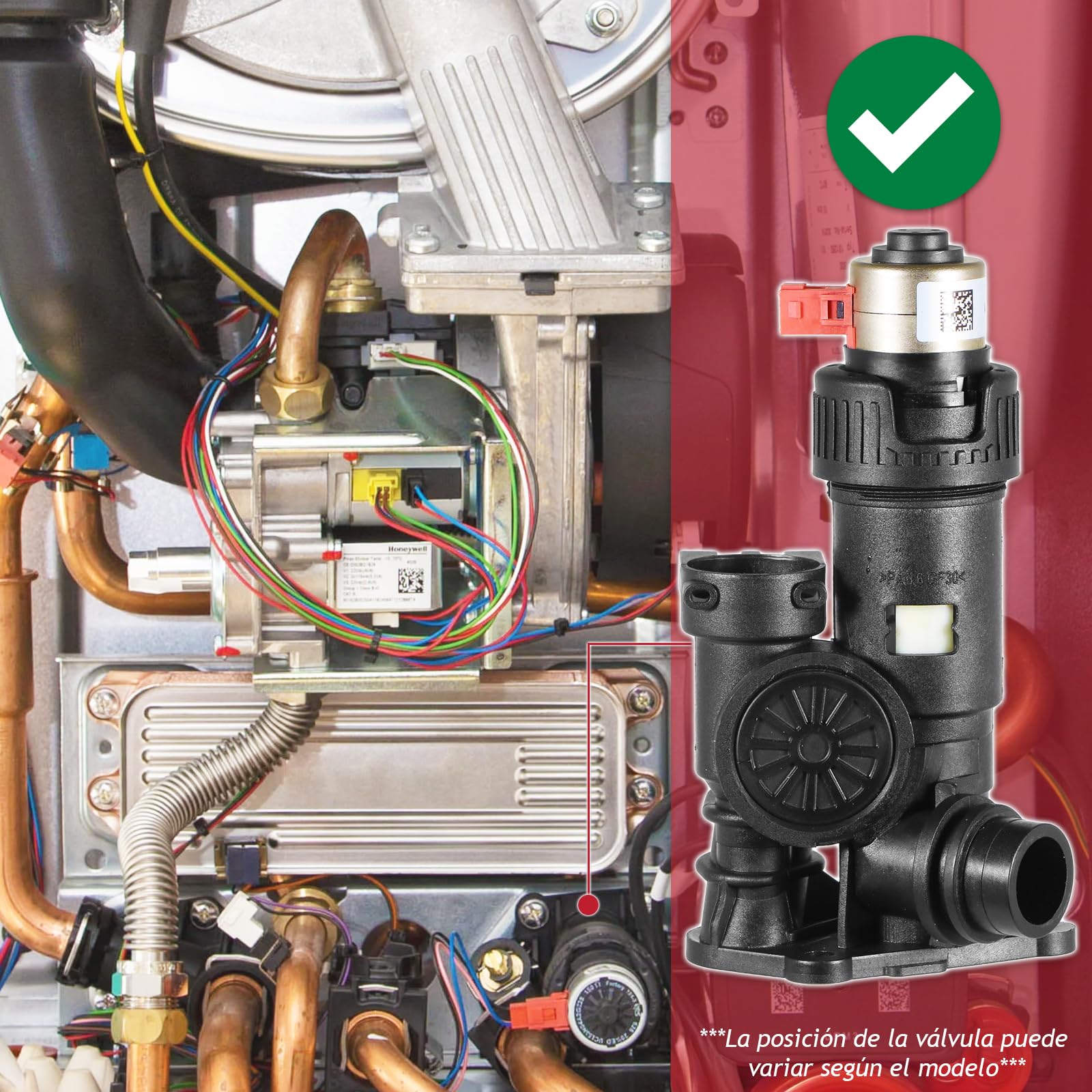 SPARES2GO Kit de válvula desviadora de 3 vías para caldera Vaillant EcoTEC Plus Pro 24 28 30 824 831 837 937 VUI VUW (0020020015)