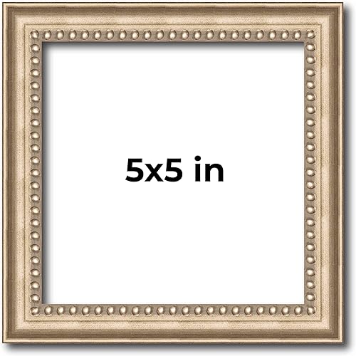Marco de 5 x 5 pulgadas de ancho de madera real plateada de 0.75 pulgadas Profundidad del marco interior de 0.5 pulgadas Marco de fotos