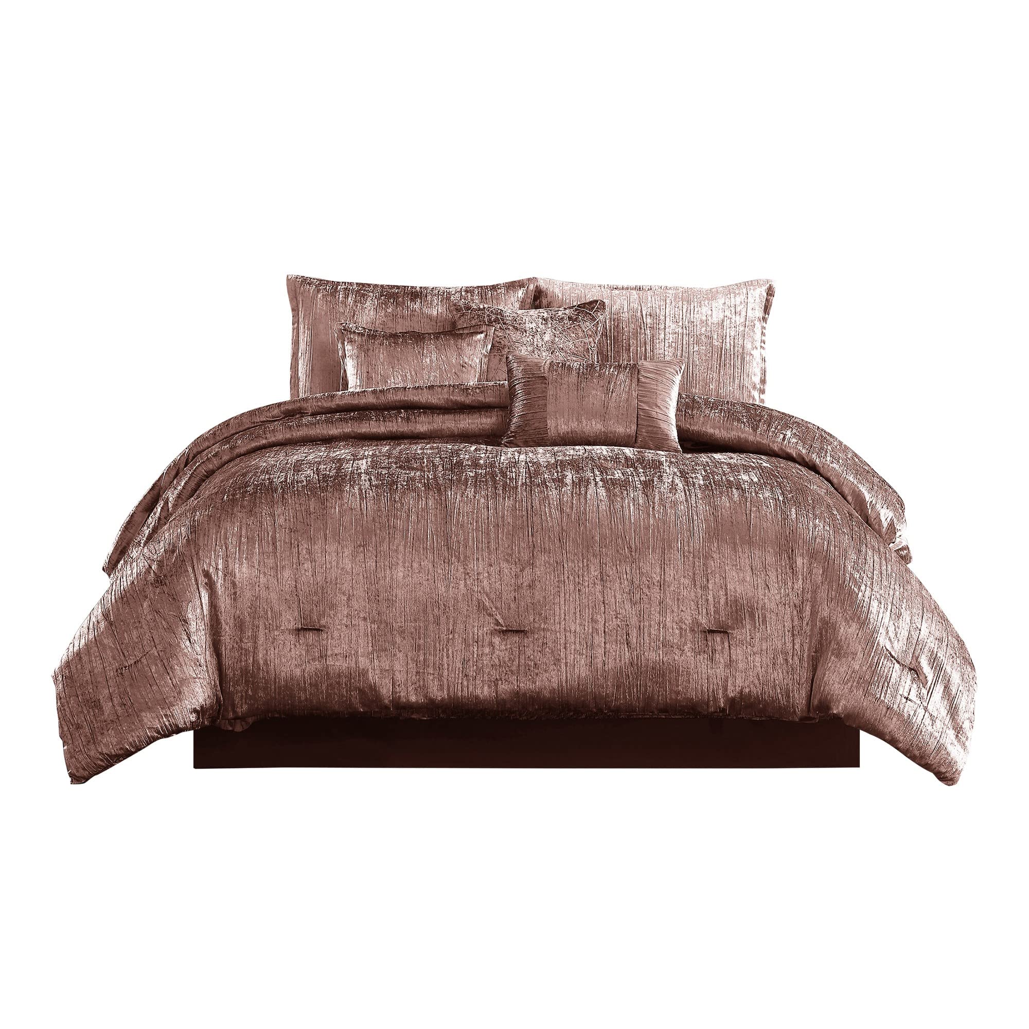 Photo 1 of ***SIMILAR ITEM*** Benjara 7 Piece King Comforter Set with Shimmering Appeal, Pink