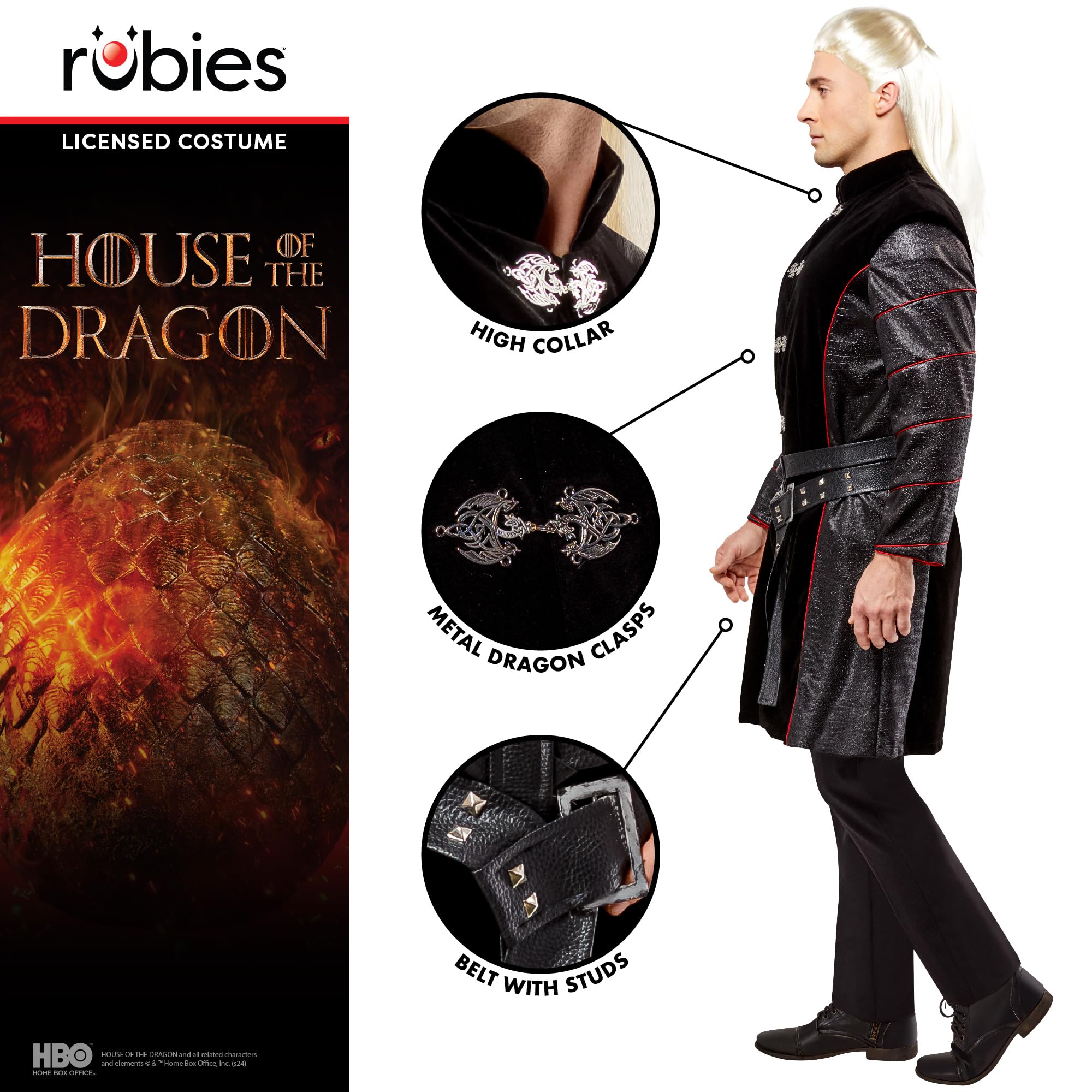 Rubies House of Dragon Official Daemon Targaryen Deluxe Costume, Mens Fancy Dress, optimal for any Occasion - Halloween and World Book Day