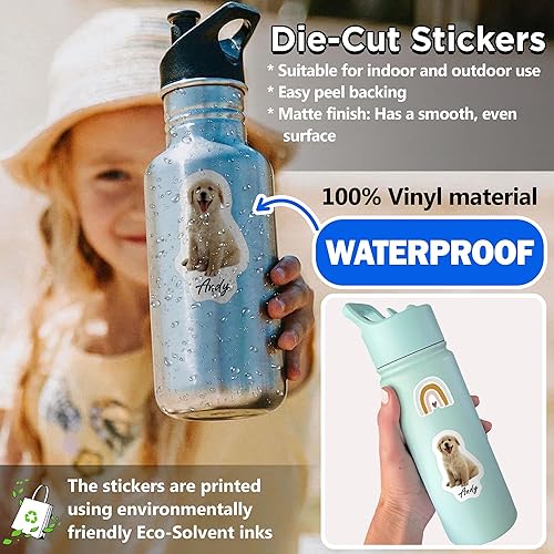 Miniatura 4 de Calcomanía personalizada con nombre de foto de mascota, imagen personalizada, imagen de perro y gato, calcomanía de vinilo impermeable para botella