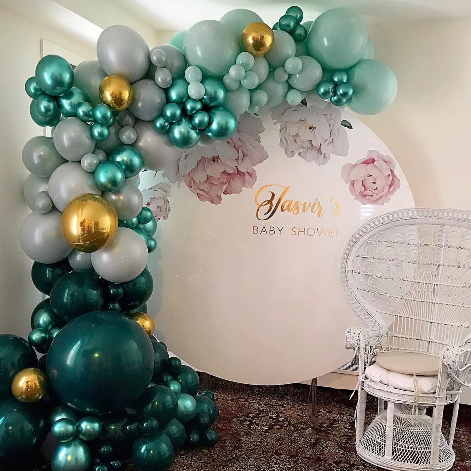 Grüne Luftballons,60 Stück 12 Zoll Metallisch Grüne Luftballons, Metallisch Goldblaue Luftballons mit Konfetti Luftballons für Geburtstag Babyparty Dschungel Motto Party Luftballons