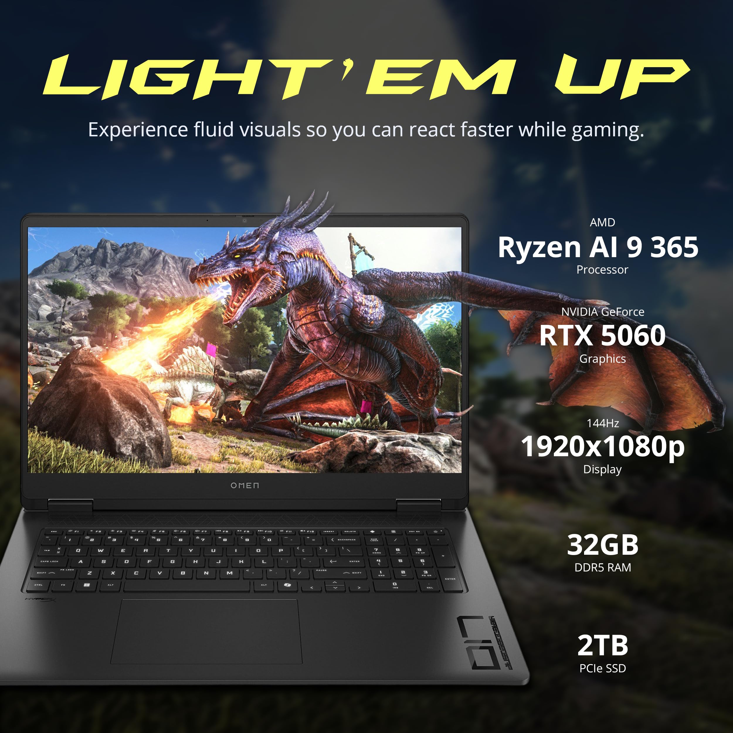 HP Omen 17 Gaming Laptop, NVIDIA GeForce RTX 5060, AMD Ryzen AI 9
