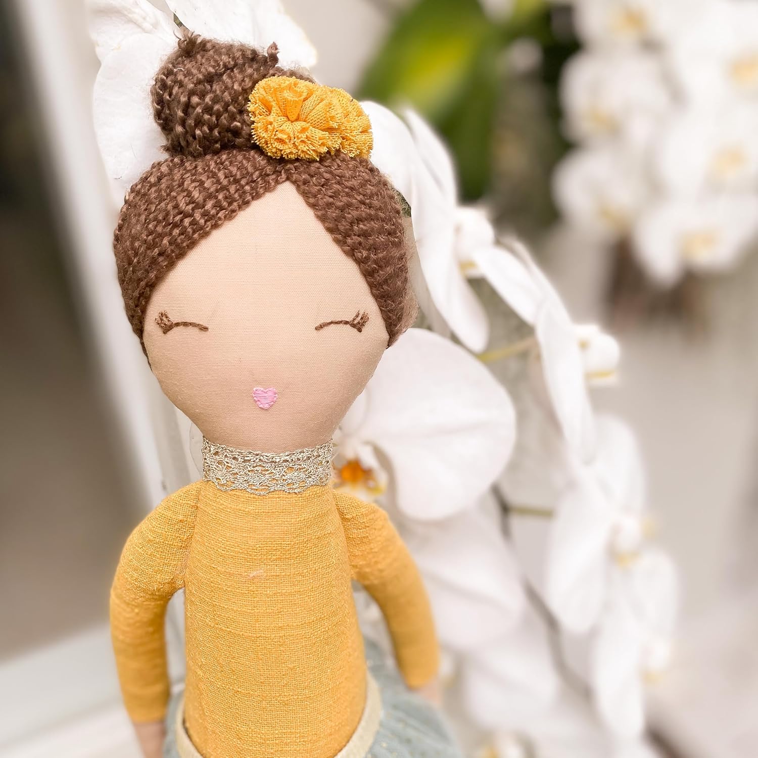 MON AMI Francesca Polynesian Princess Doll – 22 Inches Soft Plush Stuffed Doll for All Ages | Cuddly Toy, Nursery & Bedroom Décor | Elegant Baby Shower, Birthday Essential - Image 7