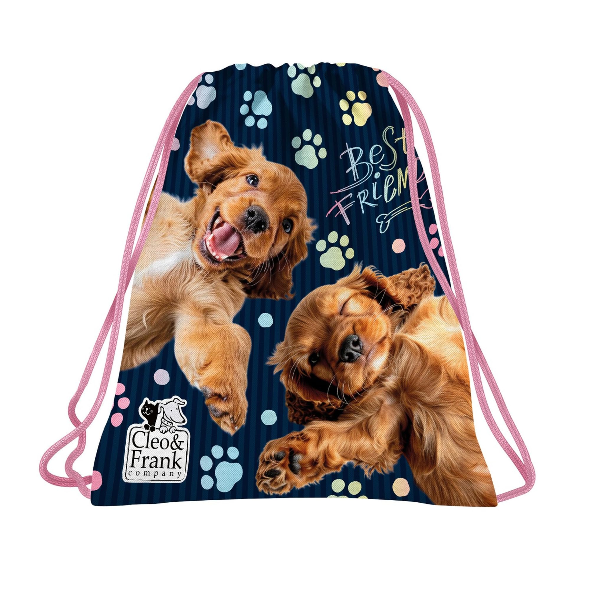 Goldkids - Schulranzen für Jungen und Mädchen, 4er-Set - Schul-Rucksack für Kinder mit Federmäppchen - Schuhbeutel und Hausaufgabenheft - Hund Motiv - 1-3 Klasse