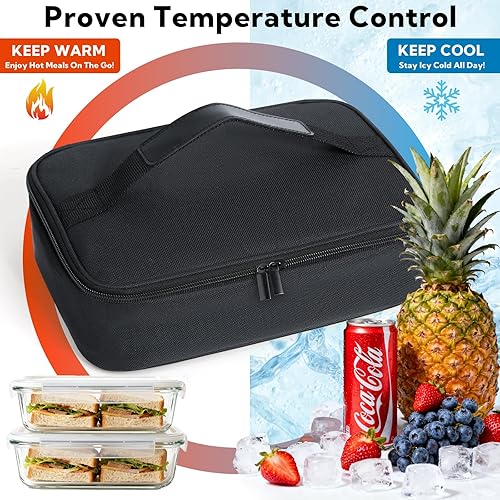 Miniatura 5 de Paquete de 12 loncheras pequeñas, lonchera compacta aislada, tela 900D impermeable, duradera y forro de grado alimenticio, enfriador portátil para