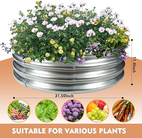 Miniatura 6 de TBMLC Anillo de fuego redondo de acero galvanizado plateado de 32 pulgadas para patio trasero, campamento, hoguera kit de cama redonda de acero