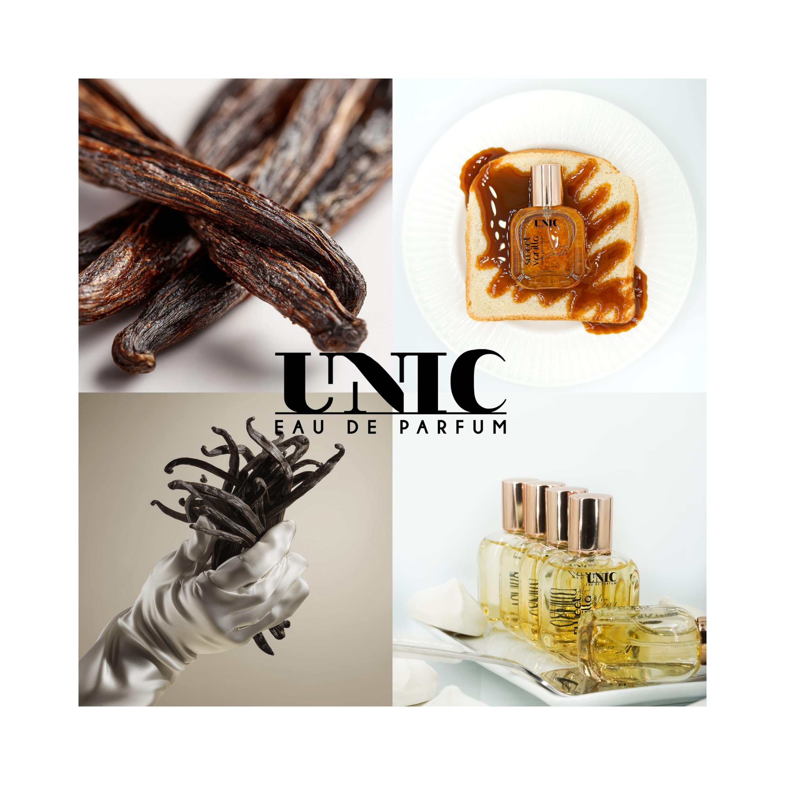 UNIC - Parfum pour Cheveux Vanille Gourmande – 50 ml – Sillage Chaud et Gourmand aux Accords Vanillés, Ambrés et Musqués – Fabrication Française