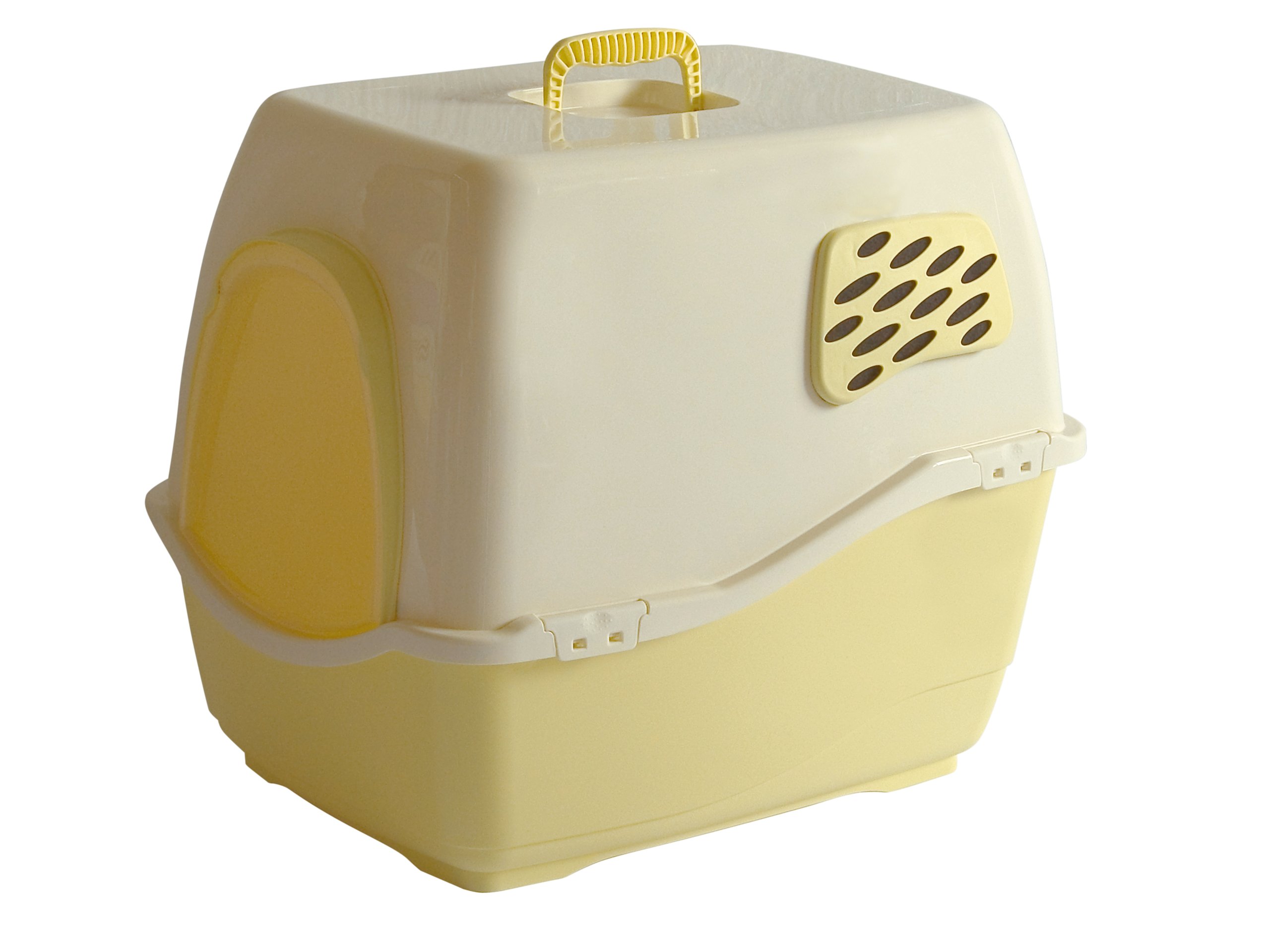 Marchioro Bill 1F Covered Cat Litter Pan with Filter, Small/Medium, Tan/Soft Yellow