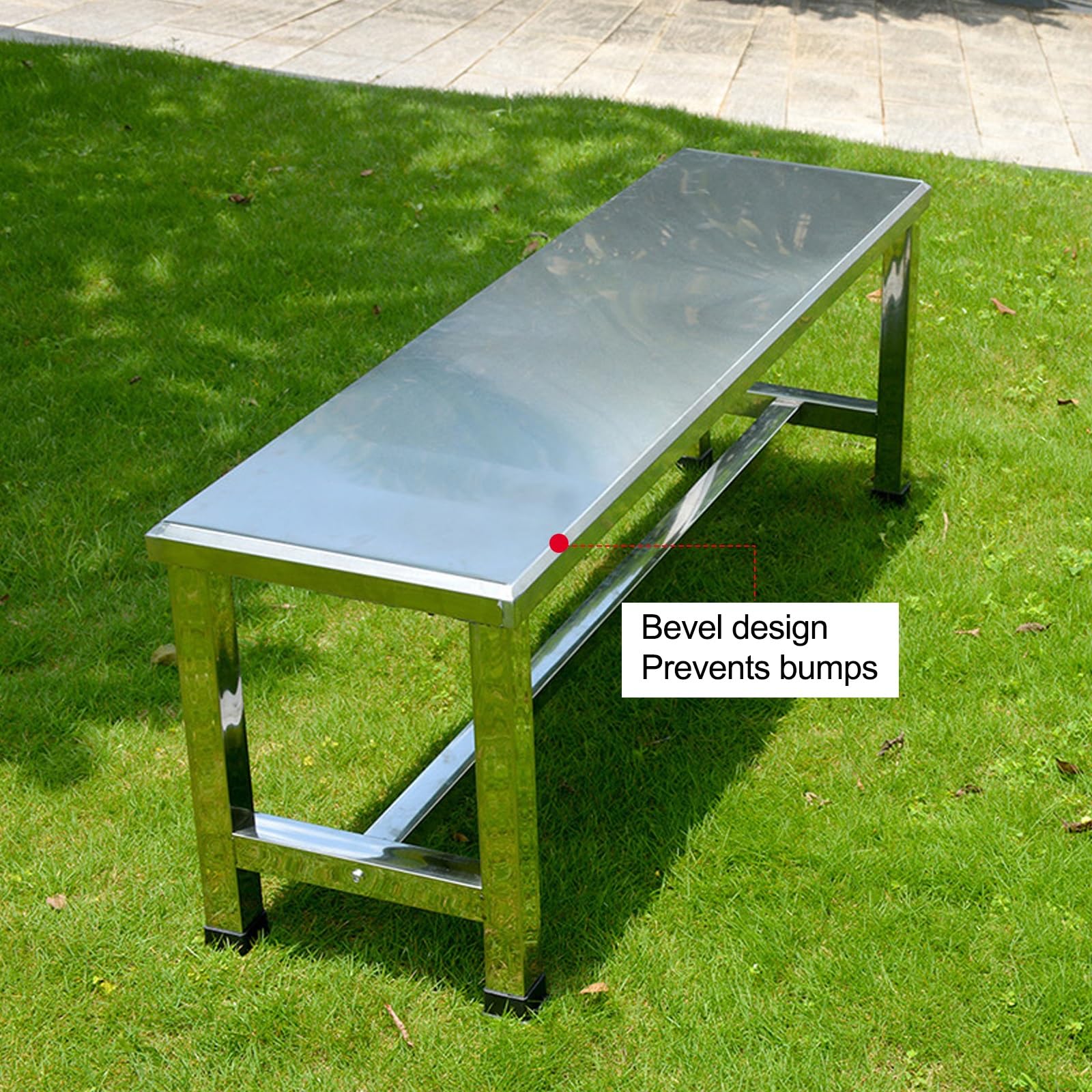 Panca da giardino in metallo in acciaio inox 304, ideale per patio esterno, spogliatoio, parco, laboratori, ospedali