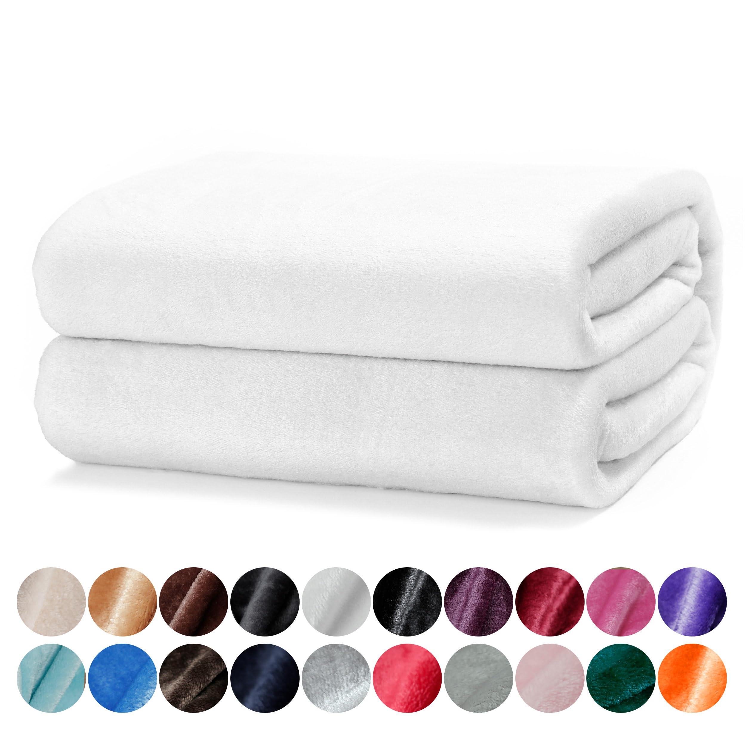 DALINA Textil - Manta para Sofá pequeña 130x160cm - Manta Terciopelo - Manta Ligera Franela para Sofá, Cama, Viaje, Sala de Estar (Blanco)