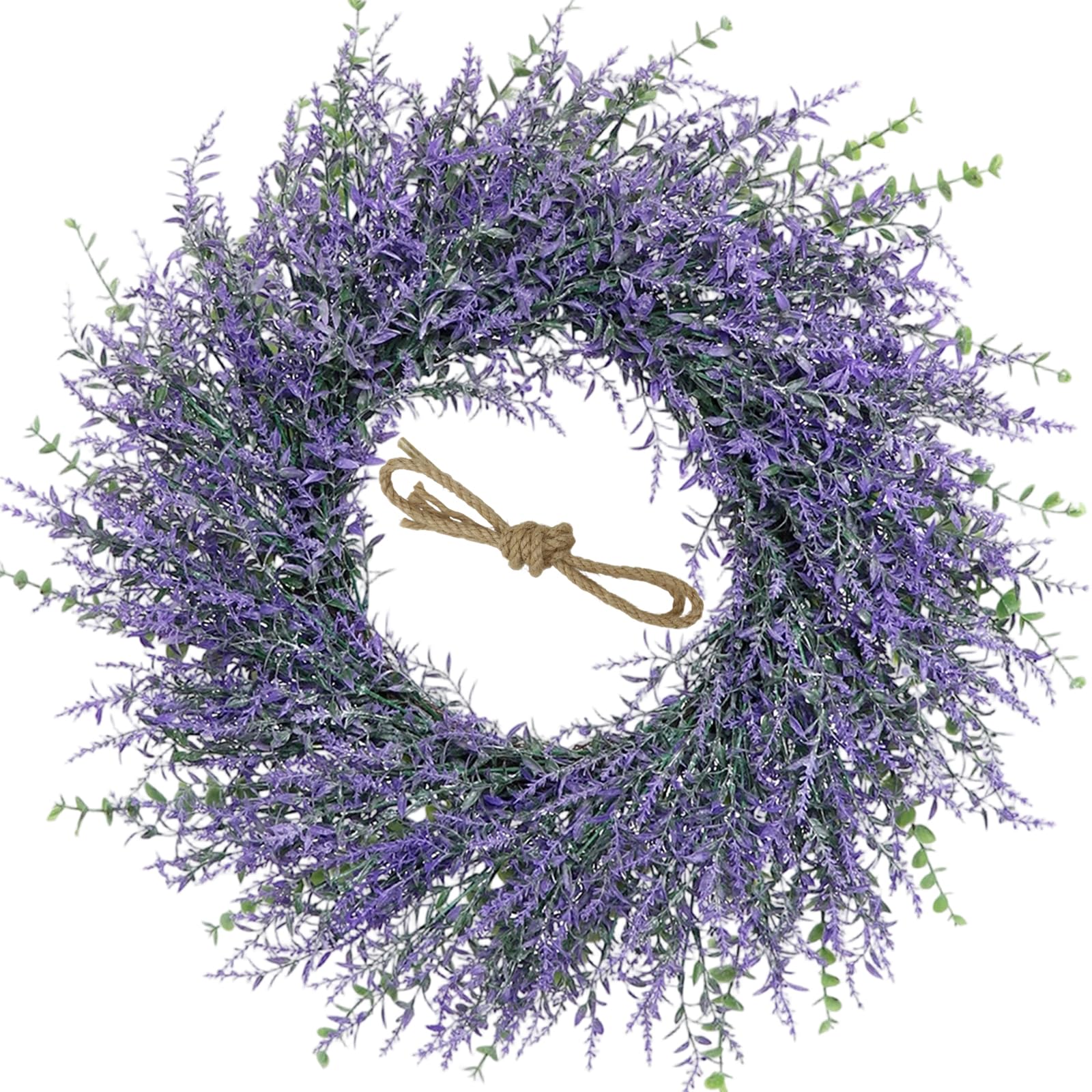 Ghirlanda per porta, 50 cm, ghirlanda di lavanda artificiale per porta d'ingresso, ghirlande primaverili ed estive, per tutte le stagioni, ghirlanda viola per matrimoni, San Valentino, feste in