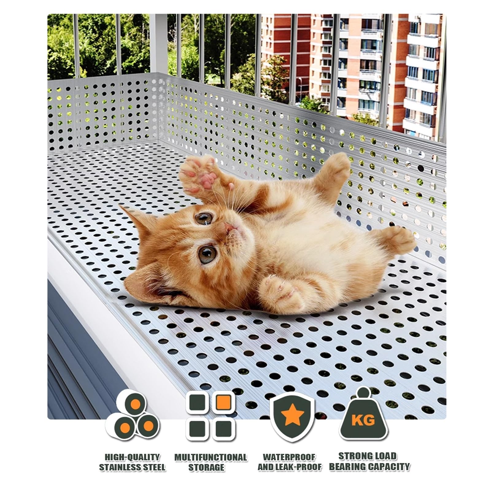 Tôle perforée déployée en acier inoxydable 304, treillis métallique à monter soi-même, tôle perforée for la protection décorative des balustrades de balcon(W20*L400cm/W7.87*L157.4in)
