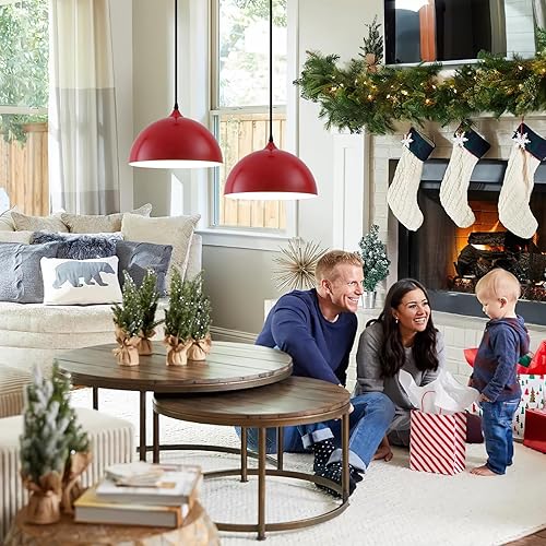 Miniatura 47 de Lámpara Colgante Industrial Electrochapada en Oro de 11.8 pulgadas, Paquete de 2, Lámparas Colgantes de Metal para Isla de Cocina, Lámpara Colgante