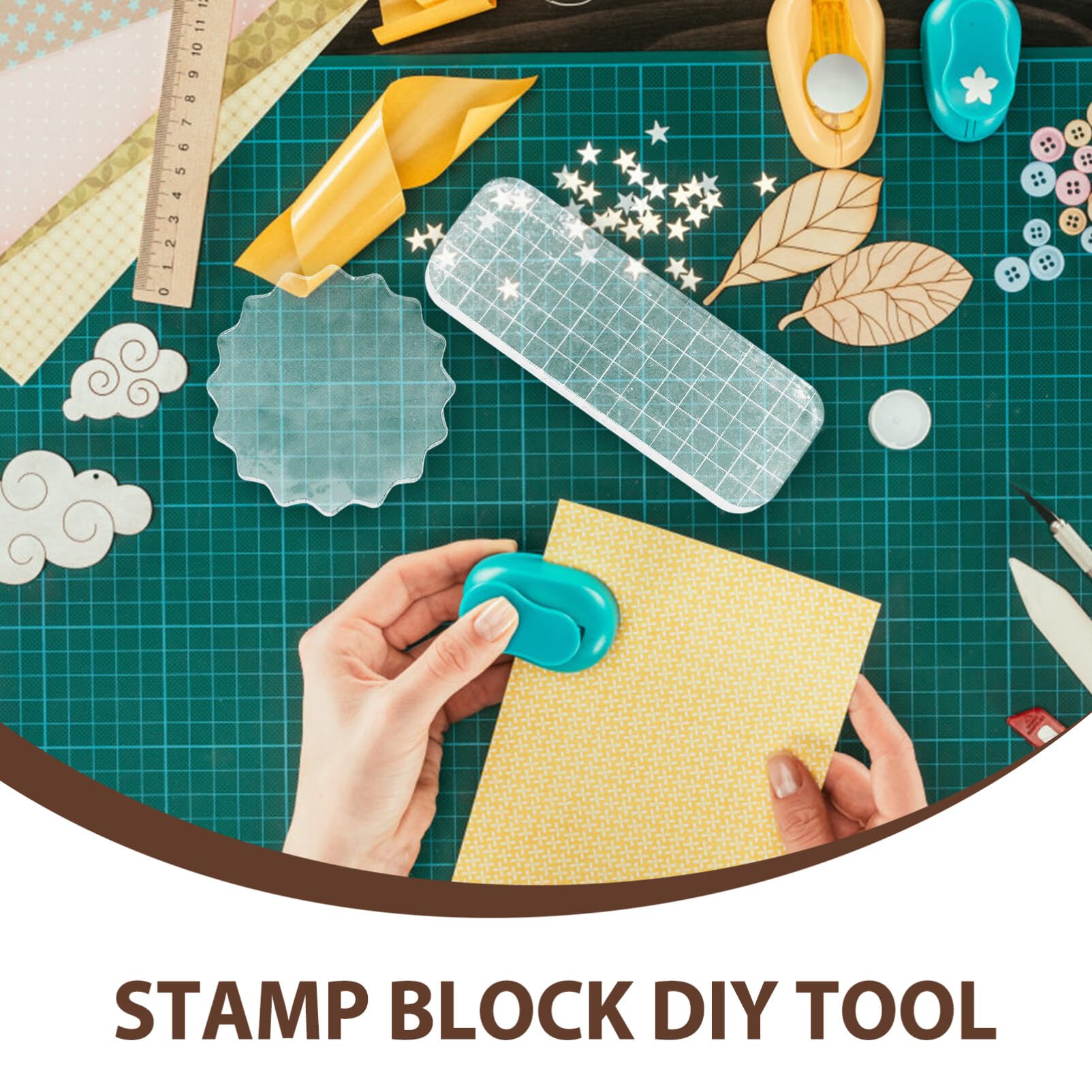 HOODANCOS 4 Pack Acrylic Stamping Blocks Grid Lines for Accurate Design Placement