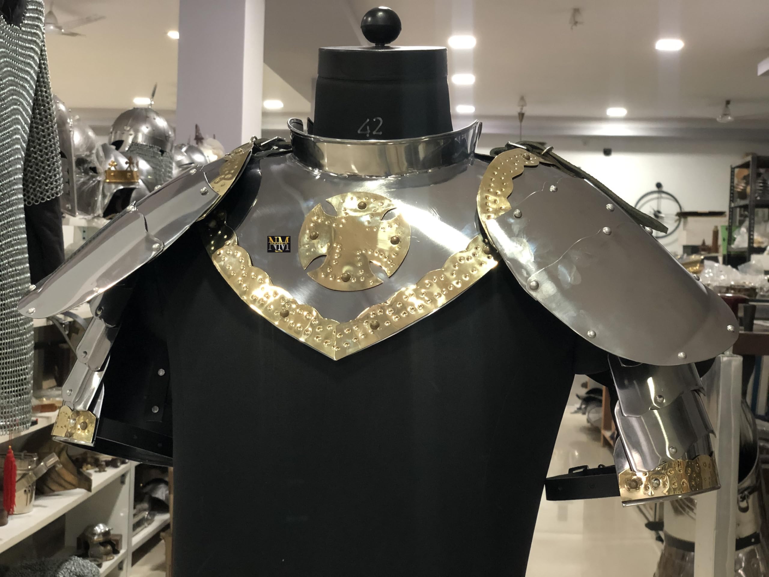 Medieval LARP Armor Gorget Steel Pauldron Shoulder Guard Armor Set Cosplay - Halloween