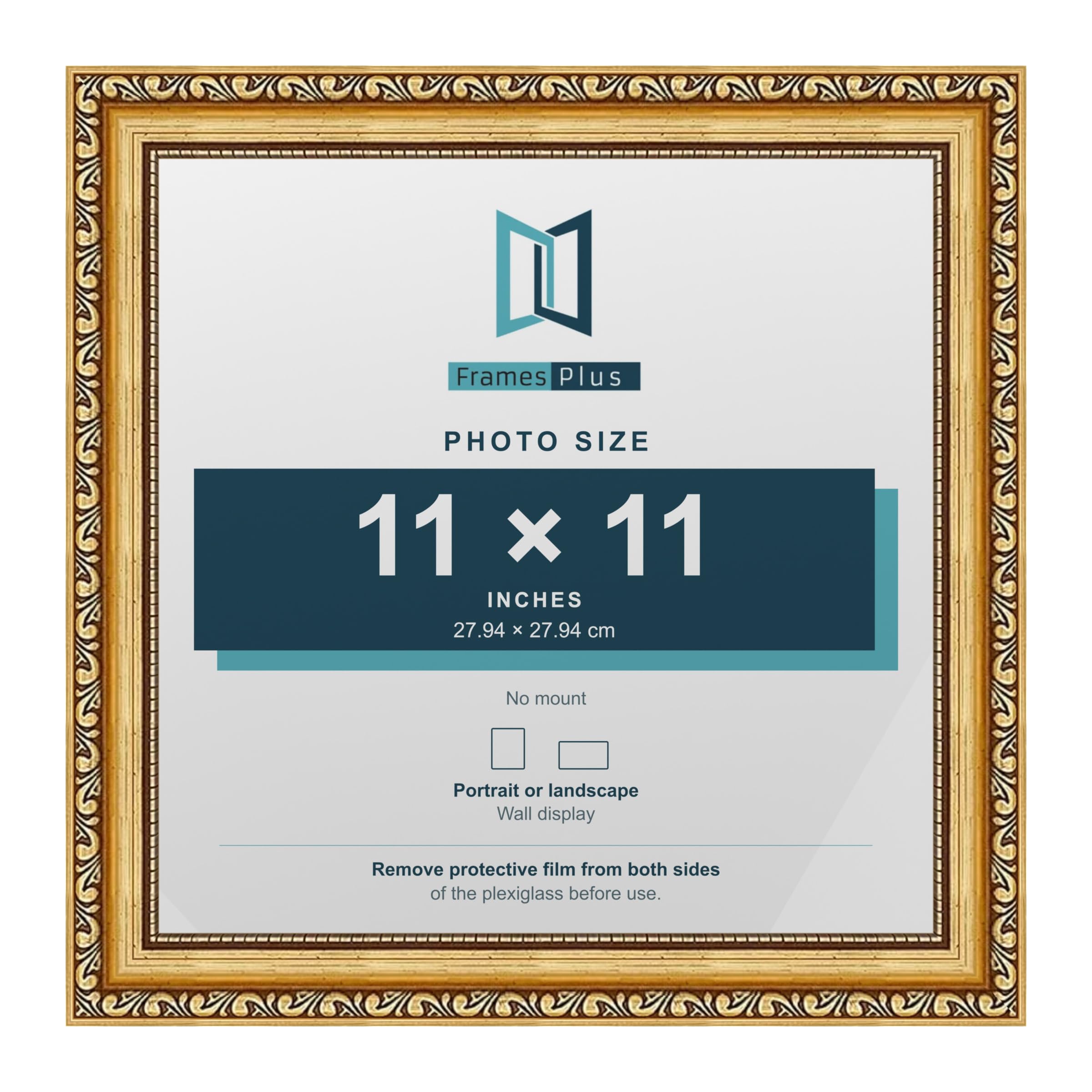 FramesPlus ORNATE Shabby Chic 11x11 Picture Frame, Gold — image 1