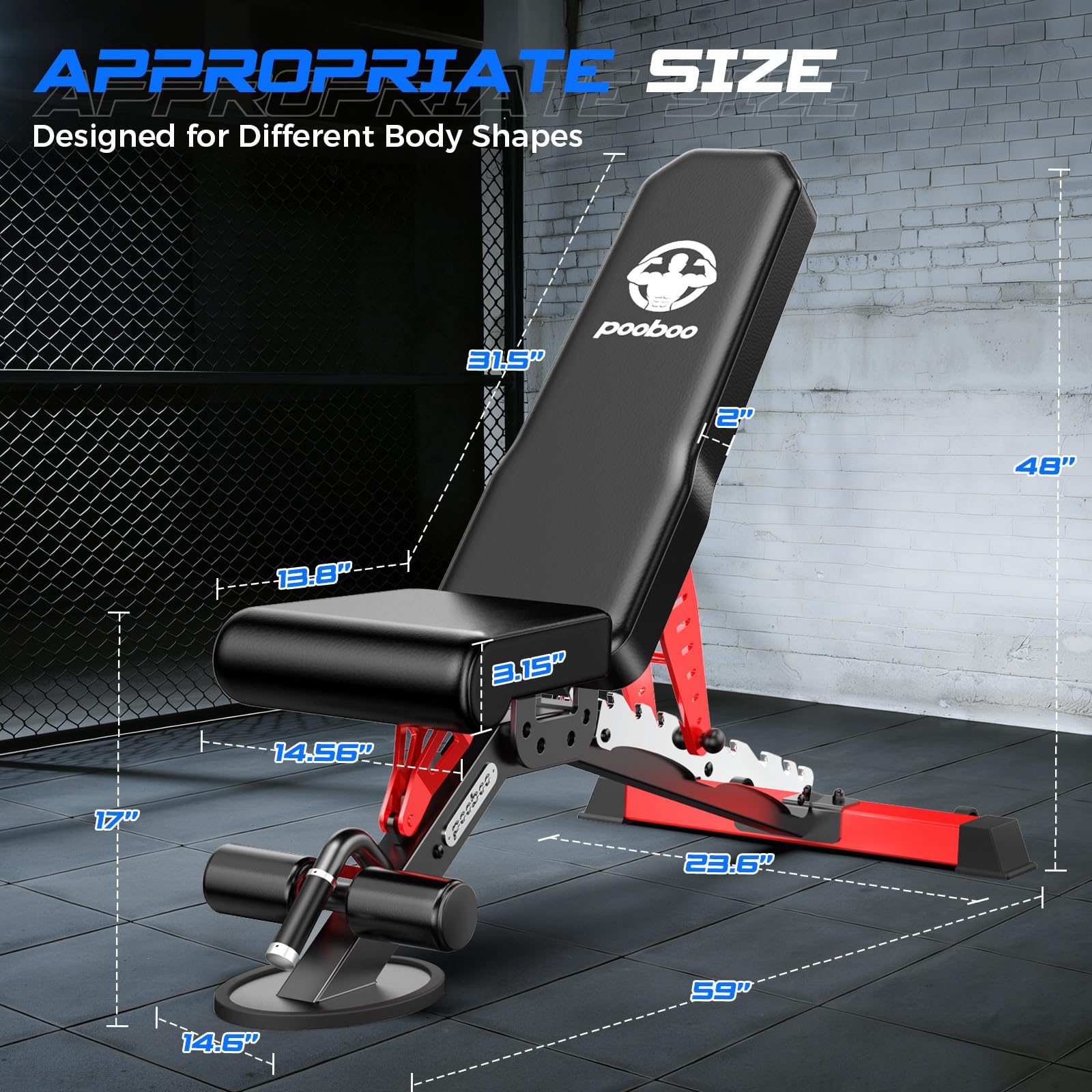 Weight Bench, Adjustable Workout Bench for Home, 1500LBS Heavy Duty Capacity, Strength Training Bench with Flat/Incline/Decline Positions for Full Body Workout
