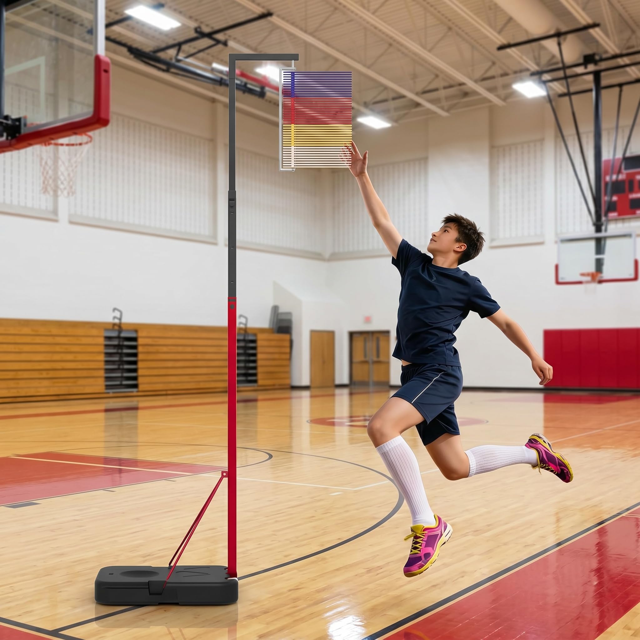 Soporte vertical para probador de salto, herramienta de medición de altura ajustable de 4.9 a 12.6 pies, poste de entrenamiento de salto para atletas, equipo de prueba de fitness