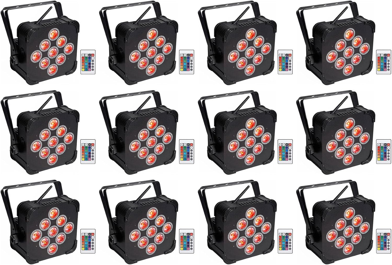 Rockville Best PAR 60 60W Rechargeable Par Can Wash Light, 2.4GHz Wireless DMX, RGBWA+UV, 13,200 mAh Battery, Compact, for DJs and Events, 12-Piece