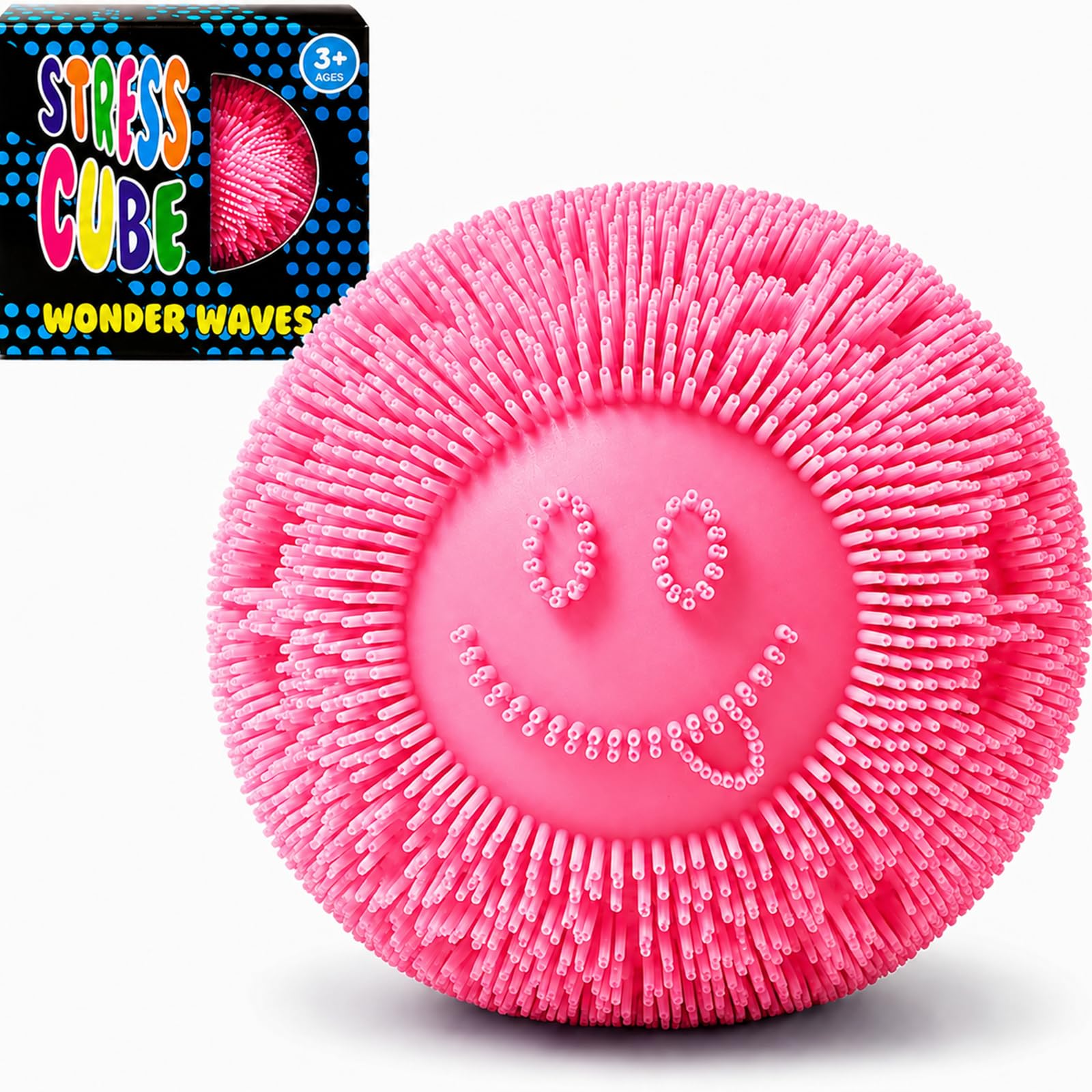 Fuzz Ball Squishy, Squishy Fidget Toys, Smiley Face Slow Rising Squishies Stress Balls, Stress Relief Malt Sugar Fuzz Balls Sensory Squeeze Toy for Kids Adults, Office, School, Home
