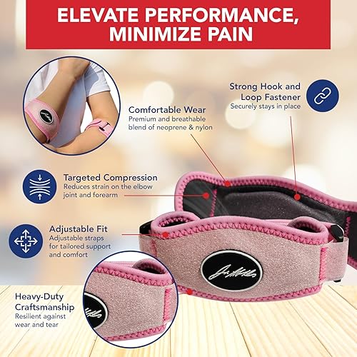 Miniatura 2 de Codera de tenis y banda ajustable para el brazo para aliviar el dolor de tendinitis, codo de golfistas para hombres y mujeres, cómoda envoltura