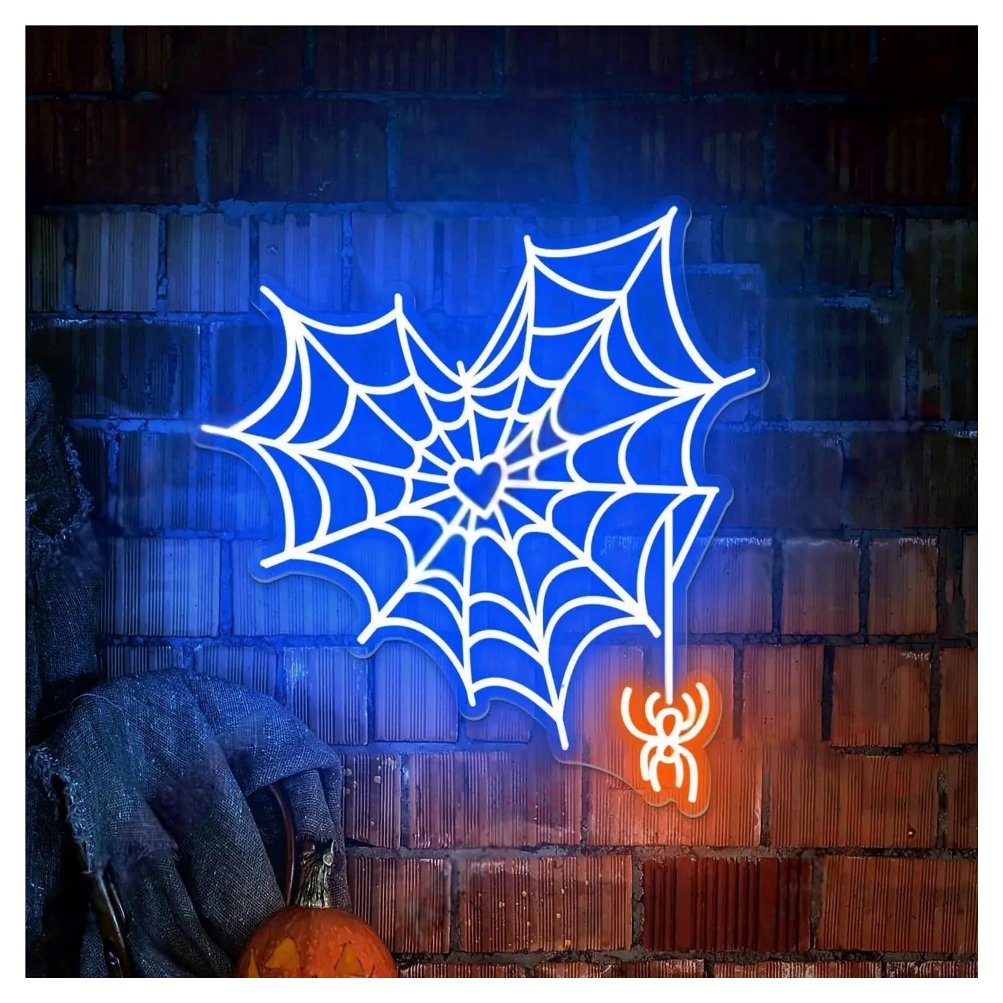 LEMST Signs Lamp Neon Decor Spiderweb Heart Neon Sign Trick Or Treat Sign Spider Cobweb Neon Sign Event Party Home Decor 36cmx40cm(A)