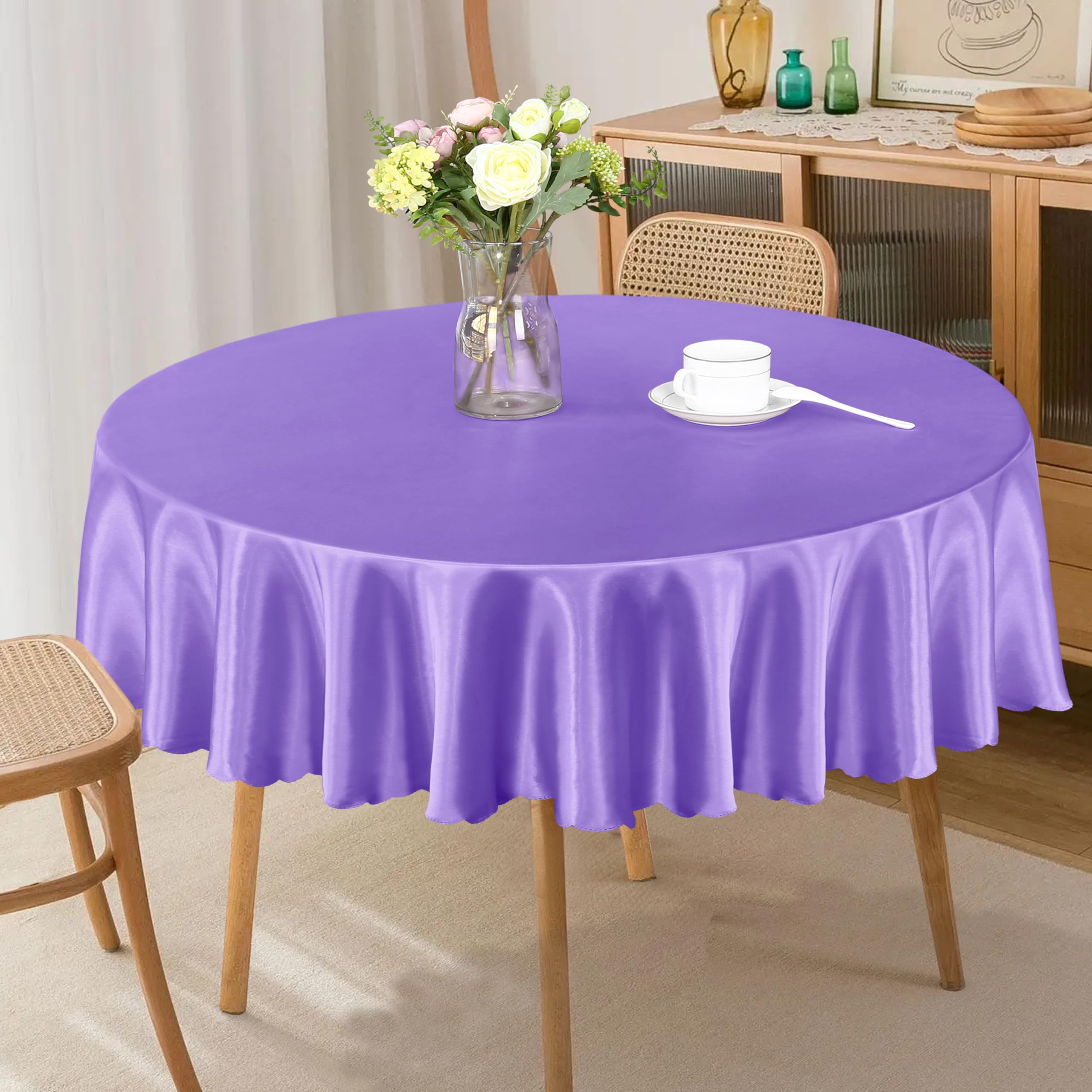 Snapklik.com : 1 Pack 60 Inch / 5ft Round Tablecloth Satin Table Cover,  Light Purple Table Cloth Overlay Bright Table Decorations, Silky Satin  Dining Table Cloths For Wedding Reception Graduation Banquet, image size:2560x2560