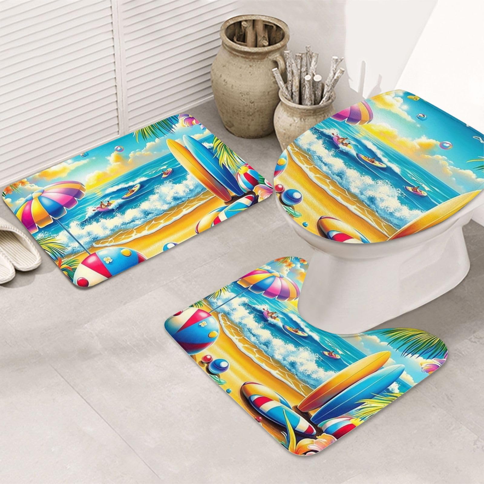 Alfombrilla de baño antideslizante lavable juego de 3 piezas sol