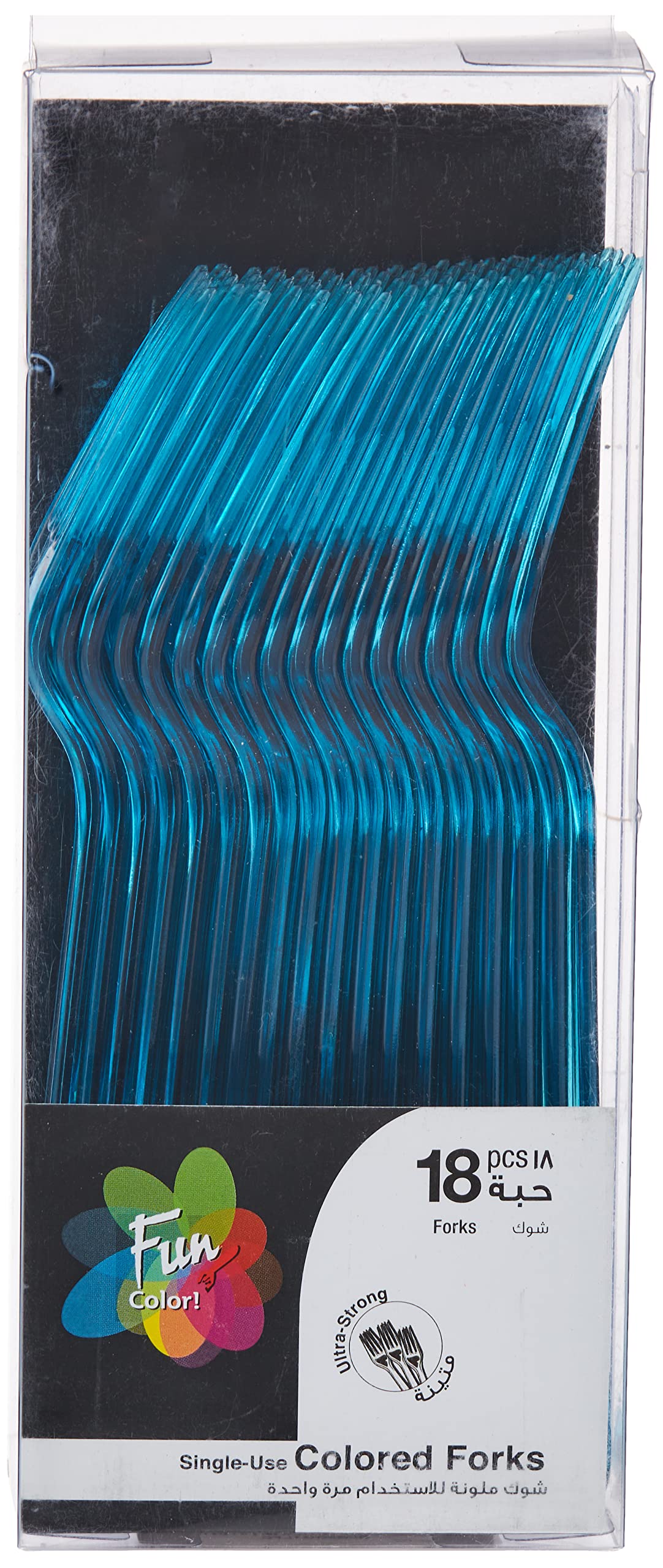 Fun® Heavy-Duty Colour Plastic Fork - Turquoise Fork Set - Ideal for Eating Salad, Dessert, Appetizer, Fruit Salad, Chinese Food & more | Handwash-Safe - Disposable Cutlery (Pack of 18)