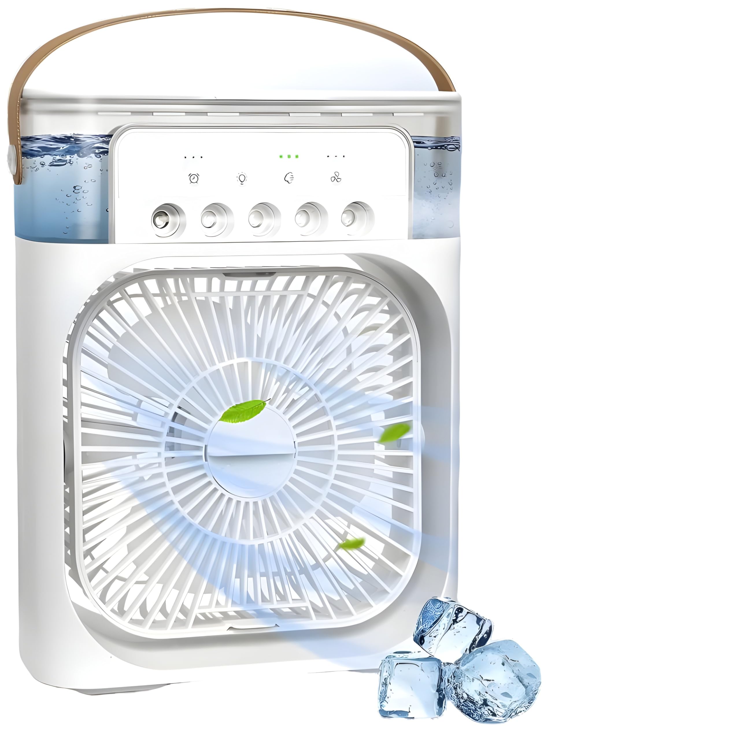 Portable Air Conditioner, Mini Air Cooler with 700ml Water Tank, Evaporative Cooling Fan with 3 Wind, 5 Mist Vents, 7 Night Light and 1-3H Timer, USB Rechargeable Fan for Home and Office(White)