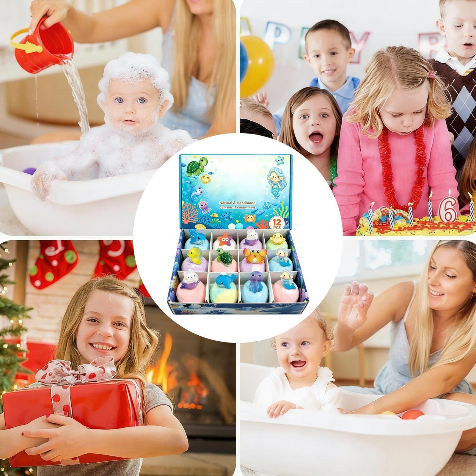 Badekugeln für | 12 Stück, bunt, weich, schäumend, Badekugeln, Weihnachtsgeschenke für die Kleinen, für die ganze , und , Mädchen