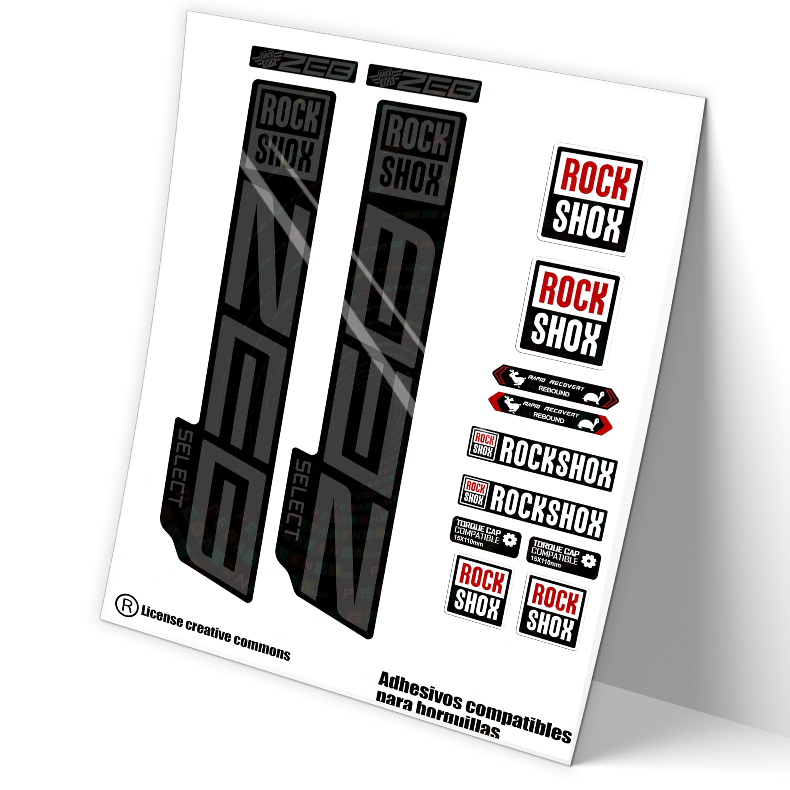 REF:VP447 Stickers compatible with Rock-Shox ZEB SELECT 2021,2025 MTB fork, stickers, stickers, stickers, vinyls for mountain bikes. (GRIS 073)