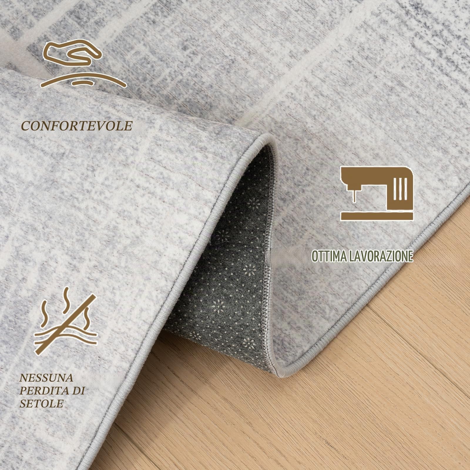 Vamcheer Tappeto da salotto moderno, astratto, finto lana agnello, super morbido, per soggiorno e ufficio, geometrico, grigio beige chiaro, 160 x 230 cm