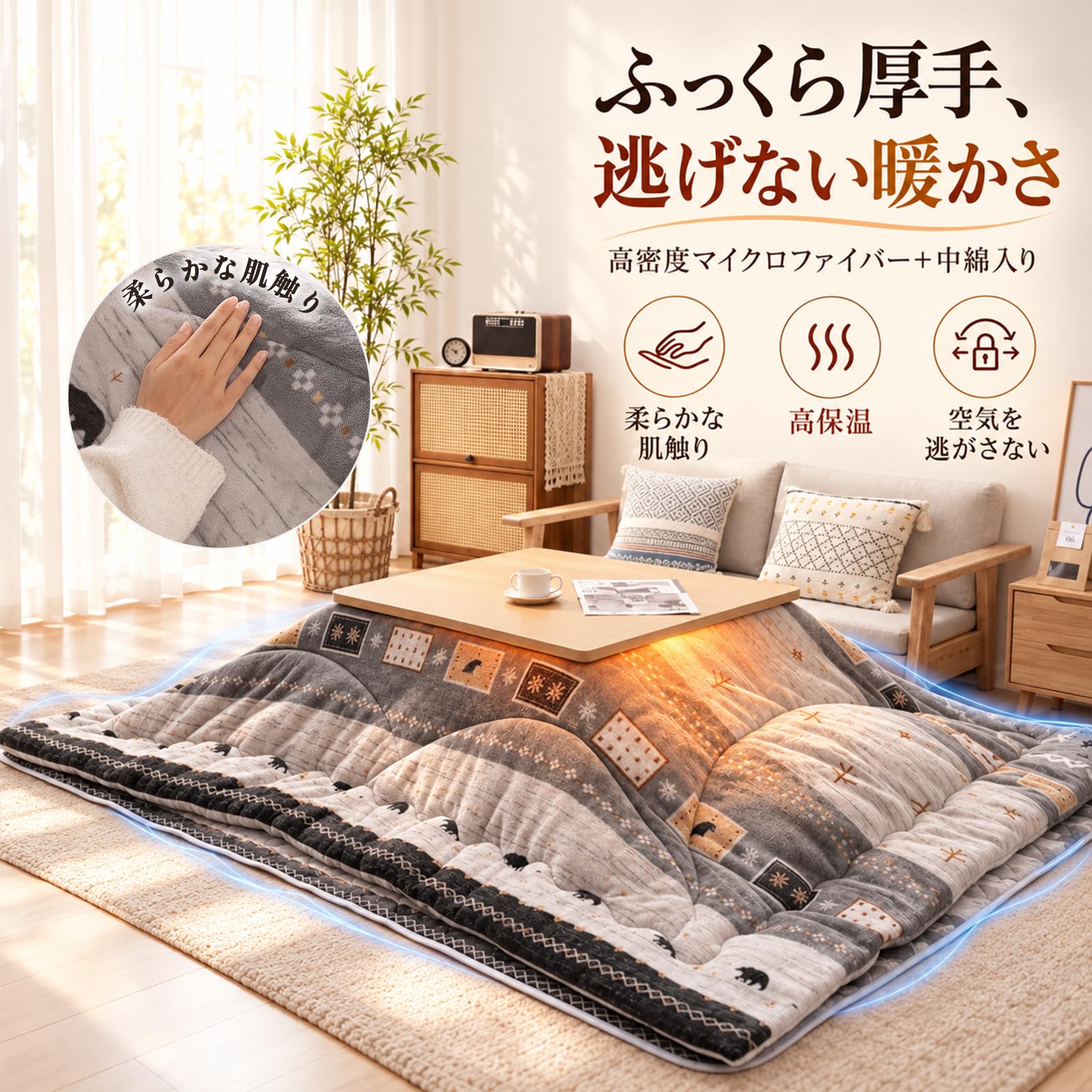 中古長方形こたつ布団掛け敷き Amazon.co.jp: Vamcheer こたつ布団 長方形 掛け敷きセット 大判 約