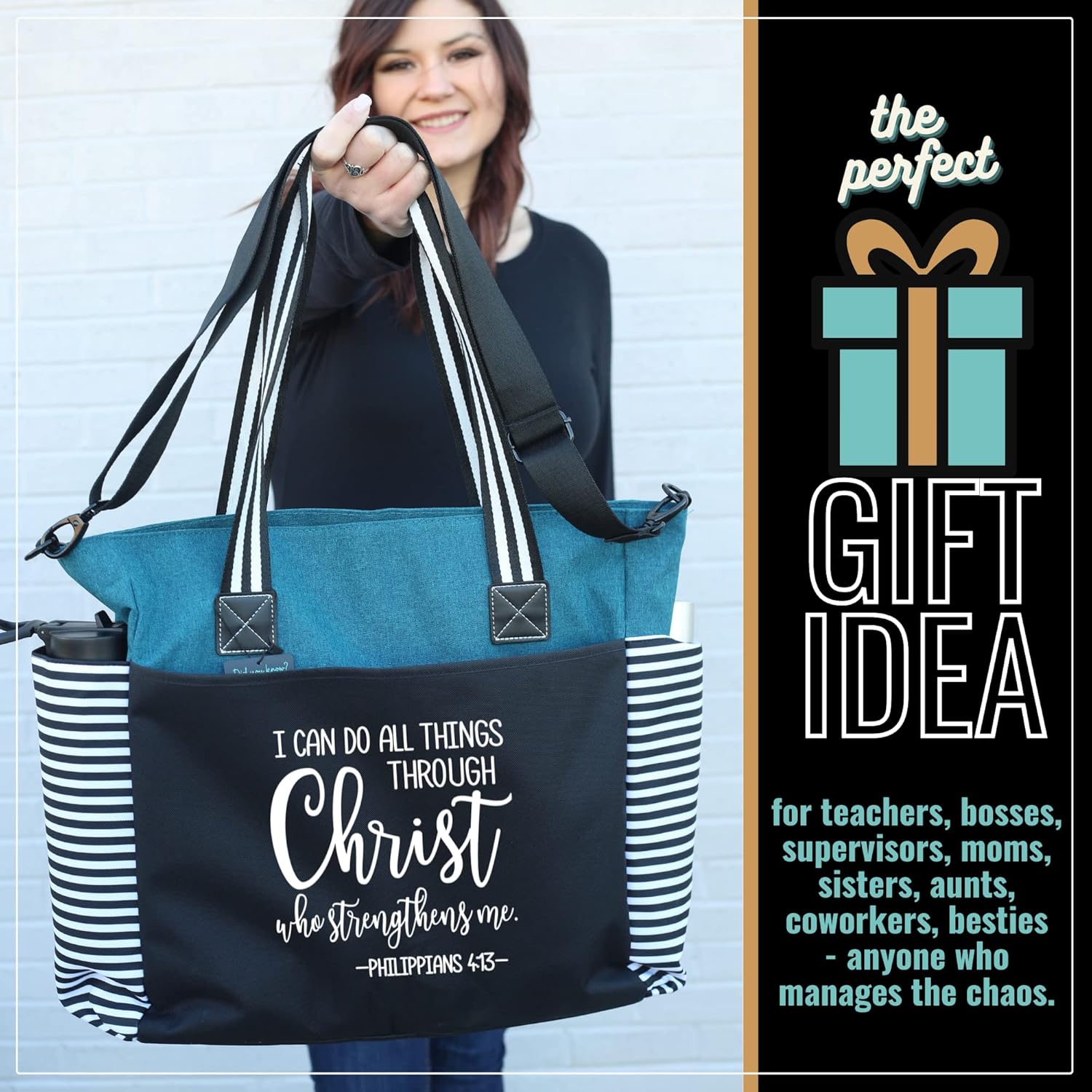 Brooke & Jess Designs Church Bags for Women - Bible Tote Bags for Women, Large Tote Bag for Womens with Zipper