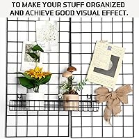 Vista 5 de Blulu 4 Pcs 15.75 x 3.94 x 1.97 Inch Metal Grid Wall Baskets with Hooks Grid Wall Shelves Hanging Wire Basket Multi Function Storage Organizer for
