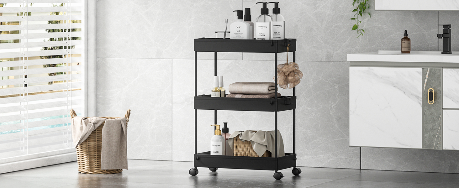 Sew Ready Charcoal/White 27" H 4-Drawer Mobile Storage Organizer Cart For Bathroom - View #7