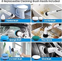 Vista 7 de Electric Spin Scrubber, Shower Scrubber with Long Handle & 3 Speeds, 5200mAh Rechargeable Cordless Power Scrubber, Retractable & Adjustable Angle