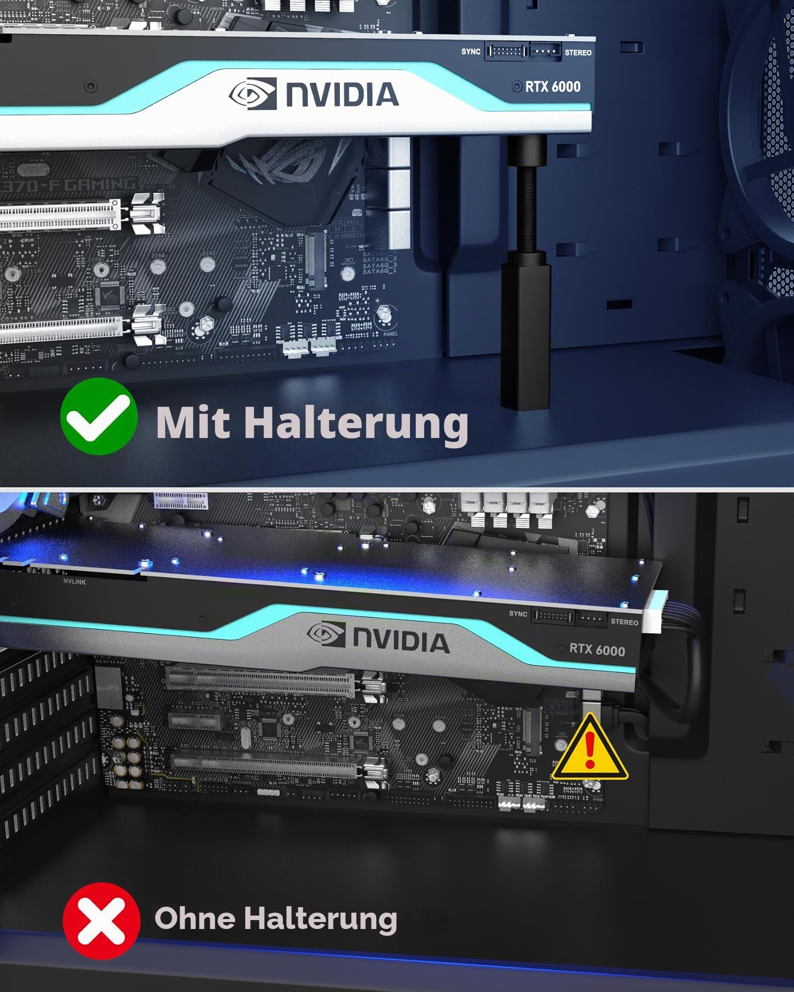 Grafikkarten Halterung, GPU-Anti-Durchhängen Halterung, Grafikkarten-Halterung mit magnetischer Basis und Anti-Rutsch-Pad, L (74 mm-120 mm)