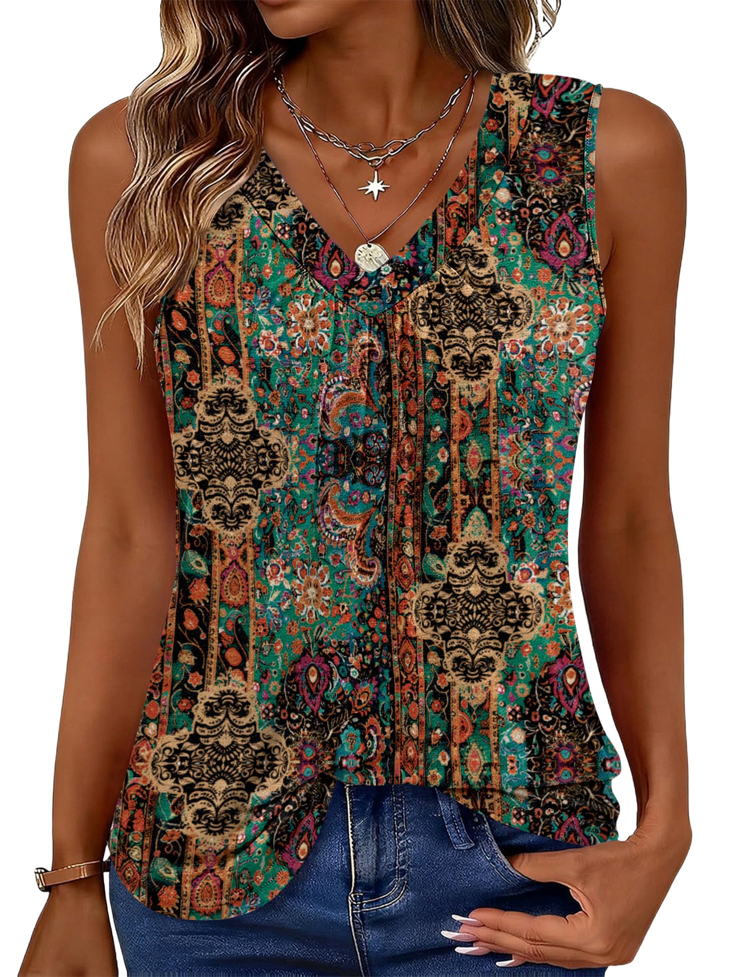 Kistore Tank Top Damen V Ausschnitt Bluse Damen Sommer Ärmellos Oberteile Elegant Blusen Mode 2026 S-2XL