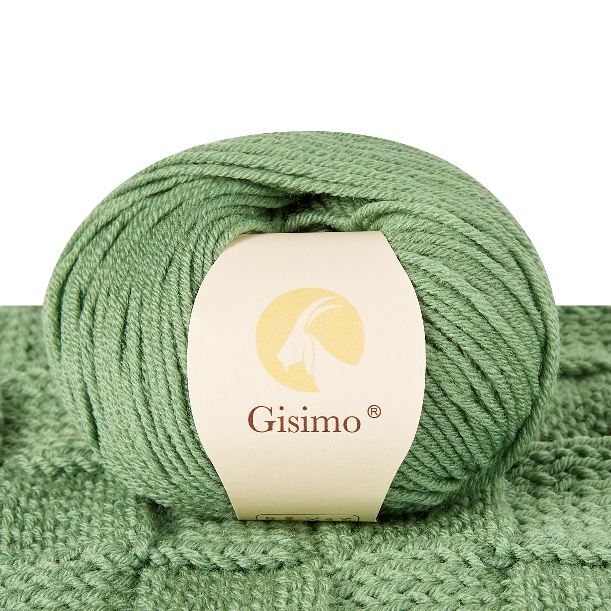 100% Merino Wool Yarn, 6-Ply Luxurious and Soft Yarn for Hand Knitting & Crocheting, 1.76 OZ/50g, 127 yds/116 Meters(Grass Green, 1 Ball)
