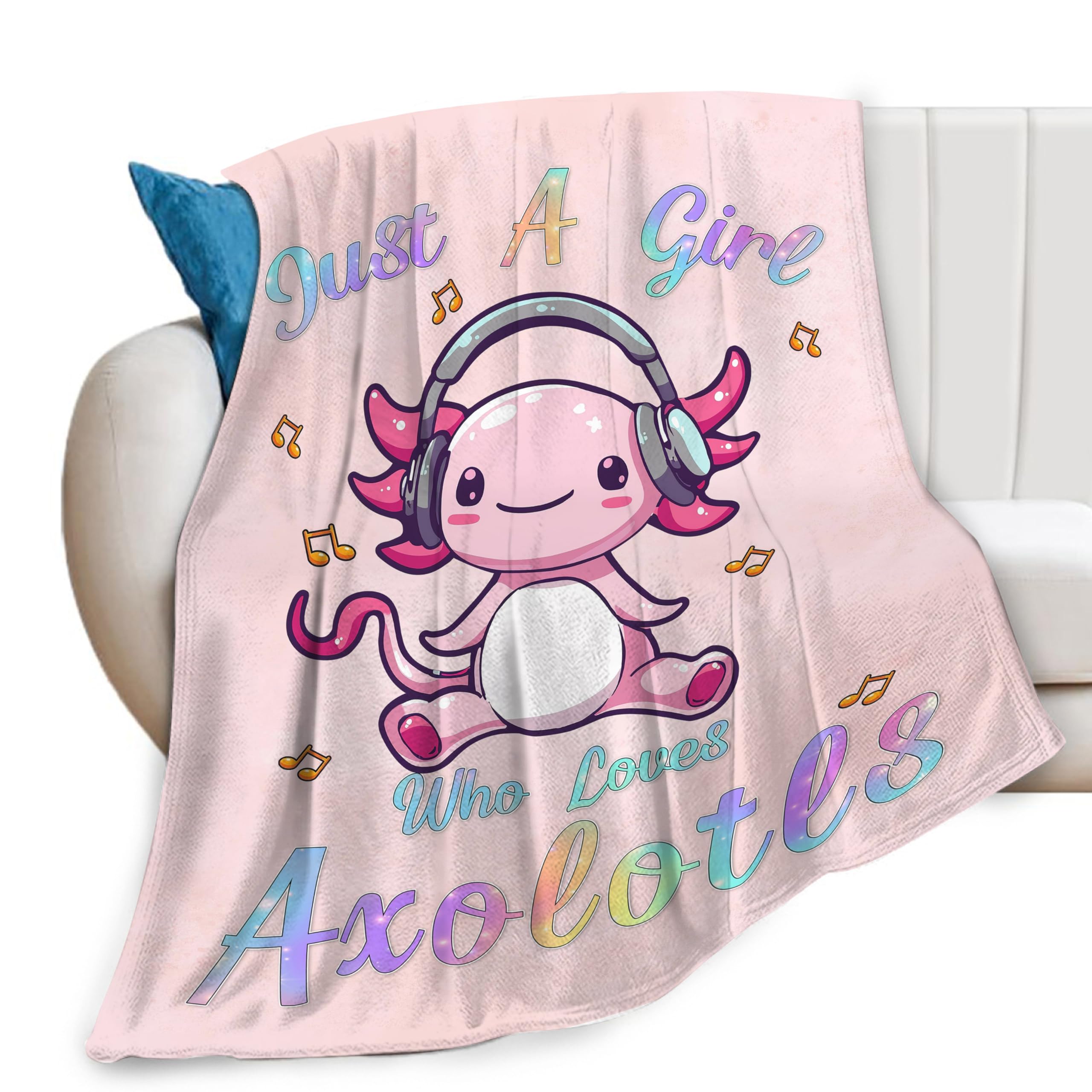 Feorafei Girls Just A Who Loves Axolotles Just A Who Loves Axolotls Throw Blanket Pink Cute Print Blankets Gifts For Couch Sofa Bed Stuff Decor Soft Cozy Lightweight Fleece Plush Flannel Bedding For Lover Women Kids Adults 50"X60"