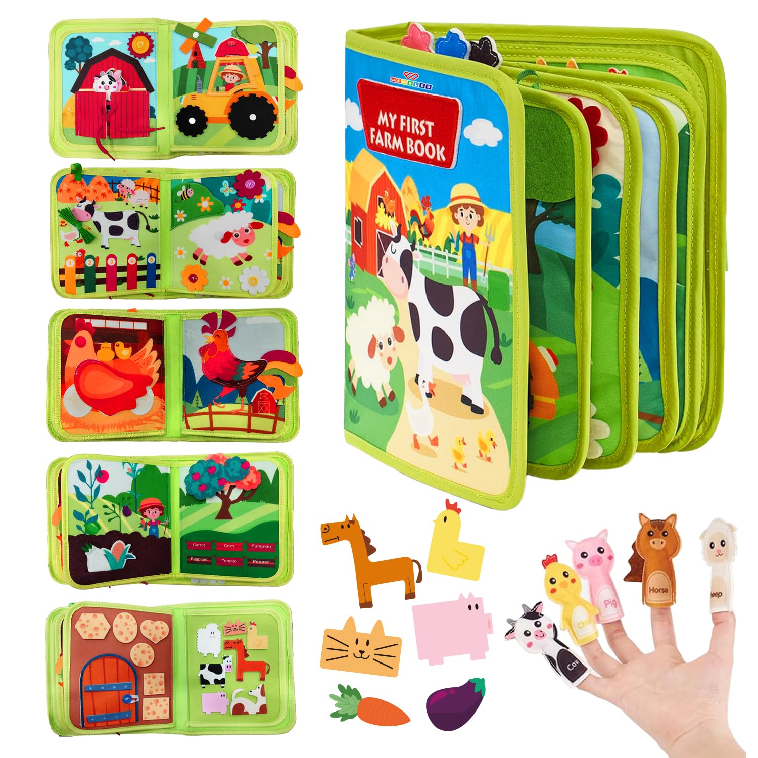 Wembley Busy Bag Design - Educational Activity Binder for Toddlers 1-3 Years | Soft Felt Sensory Busy Book for Kids | Fine Motor Skill Development & Learning Toy | Birthday Gift - Farm Theme-image-26