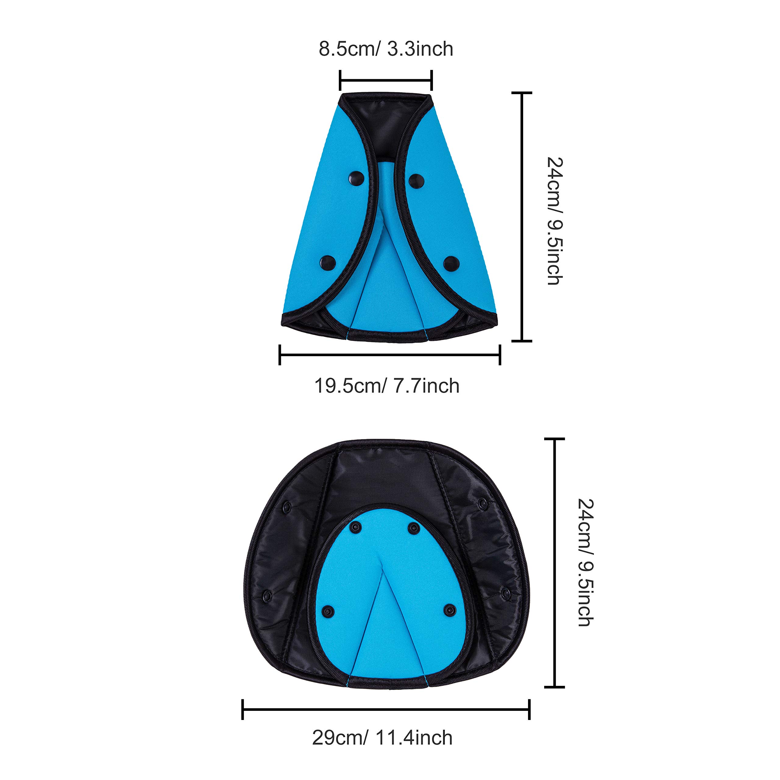 Ajustador de Cinturón de Seguridad de Coches Funda para Cinturón de Seguridad de Triángulo de Algodón Transpirable Protector de Hombros Posicionador para Adultos y Niños Azul Púrpura 2 Piezas