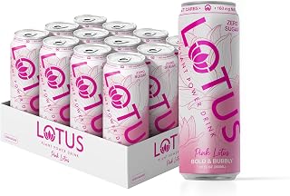 Pink Lotus Plant Power Drink™ | Sugar Free, Low Calorie | 160 mg Natural Caffeine from Green Coffee Bean | Plant-Based Ingredients | Zero Sugar | 10 Calories | 12 oz Cans | 12 Count